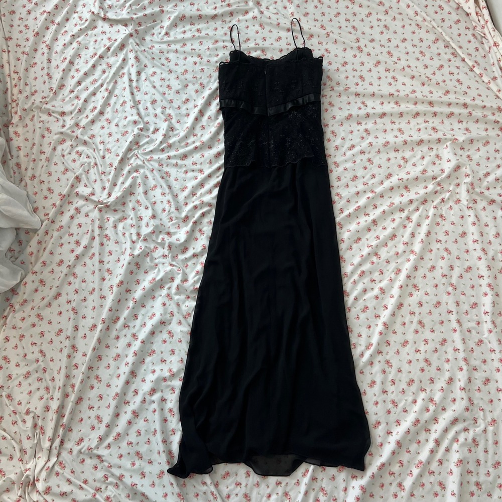 vintage 90s drop waisted lace maxi evening‎ dress - Picture 5 of 6